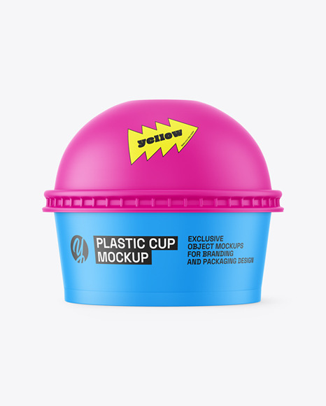Matte Plastic Cup with Dome Cap Mockup