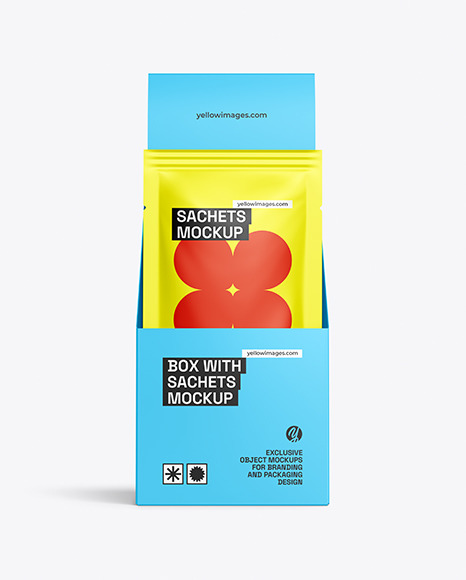 Box With Matte Sachets Mockup