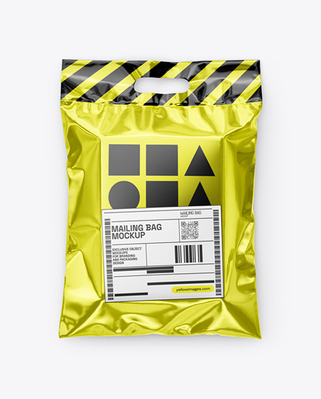 Glossy Metallic Mailing Bag with Handle Mockup