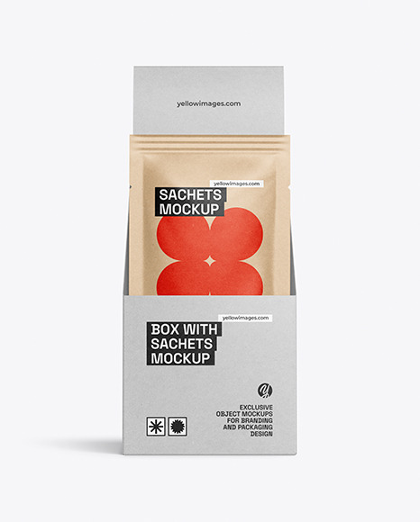 Box With Kraft Sachets Mockup