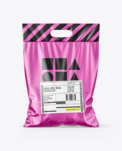 Matte Metallic Mailing Bag with Handle Mockup