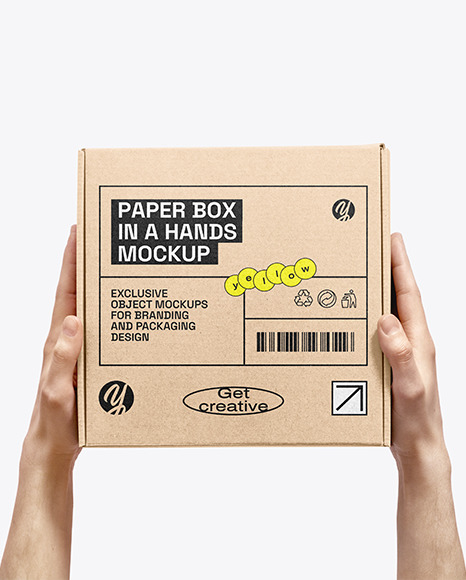 Paper Box in a Hands Mockup
