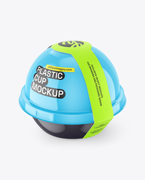 Glossy Plastic Cup with Dome Cap Mockup