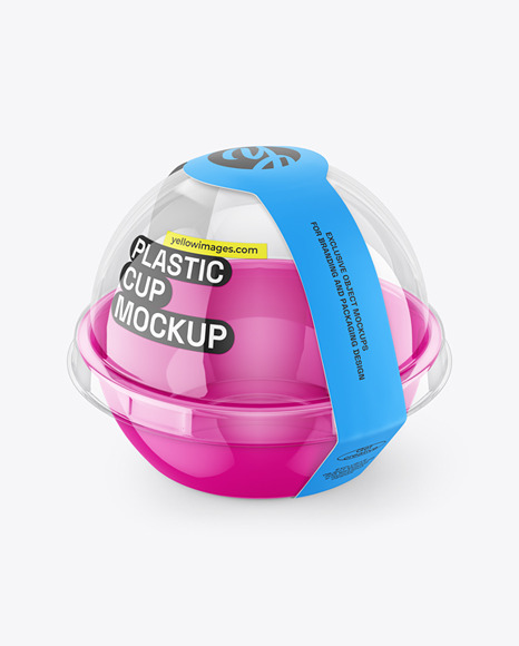 Clear Plastic Cup with Dome Cap Mockup