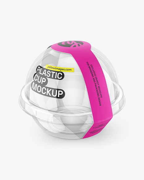 Clear Plastic Cup with Dome Cap Mockup