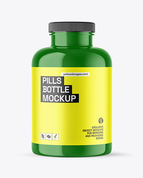 Glossy Plastic Pills Bottle Mockup