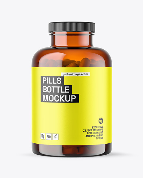 Amber Pills Bottle Mockup