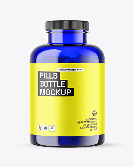 Blue Pills Bottle Mockup