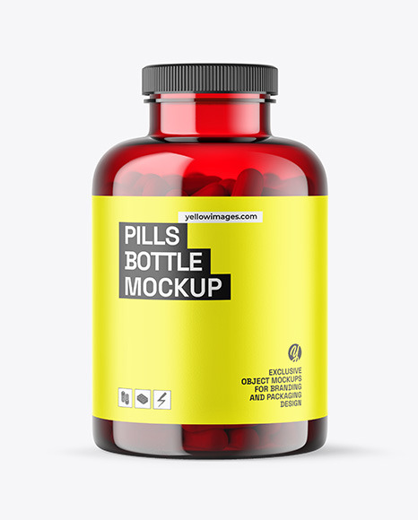 Red Pills Bottle Mockup