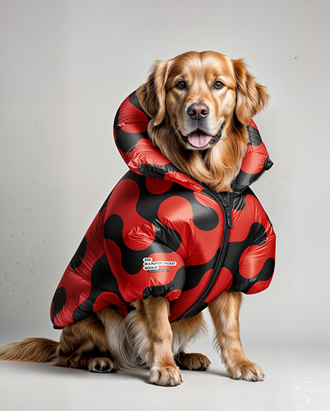 Dog Wearing a Puffer Jacket Mockup