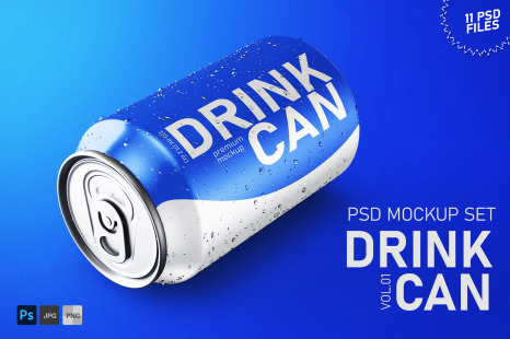 330ml Drink Can PSD Mockup Set