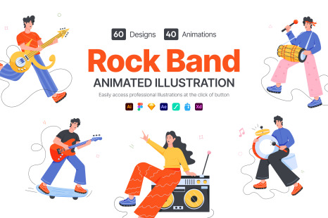 Animated Rock Band Icons