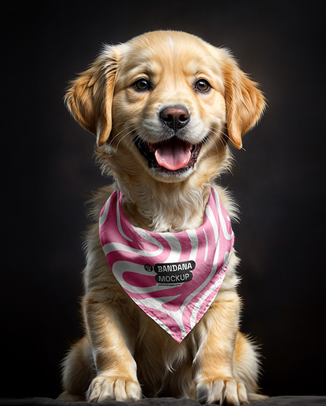 Сute Puppy Wearing a Bandana Mockup