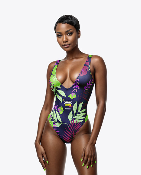 Woman Wearing a One Piece Swimsuit Mockup