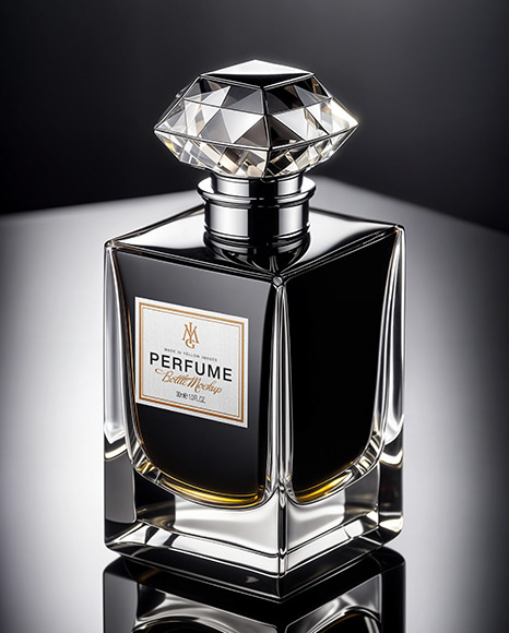 Clear Glass Square Perfume Bottle Mockup