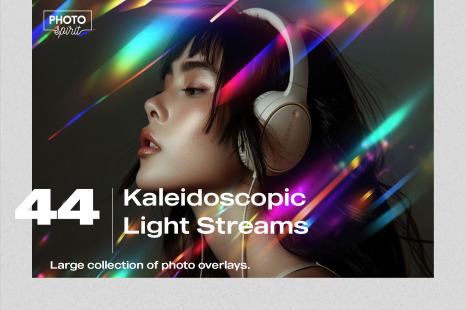 44 Kaleidoscopic Light Streams Effect Photo Overlays