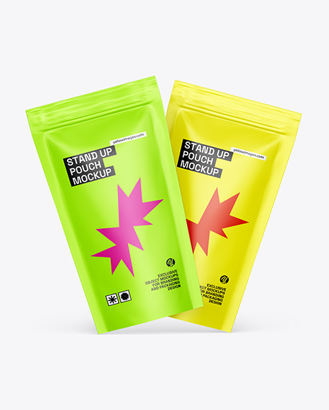 Two Matte Stand up Pouches Mockup