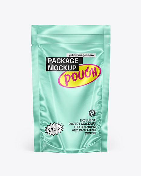 Glossy Metallic Pouch Mockup