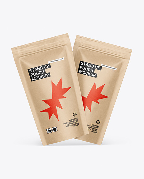 Two Kraft Stand up Pouches Mockup