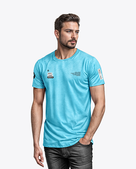 Man in a T-Shirt and Jeans Mockup