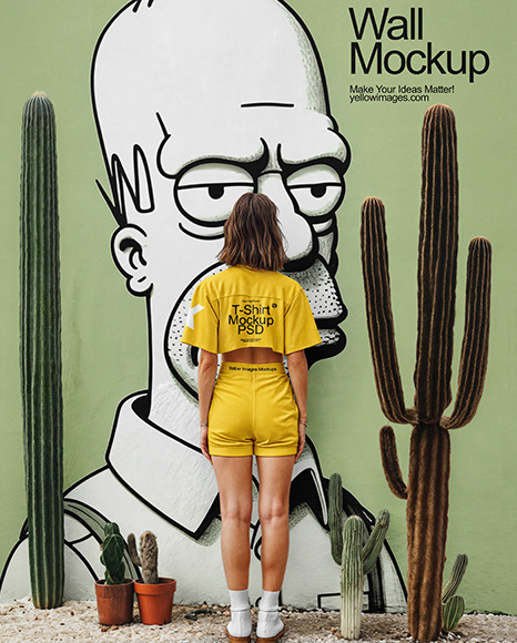 Woman Against Mural Wall Mockup