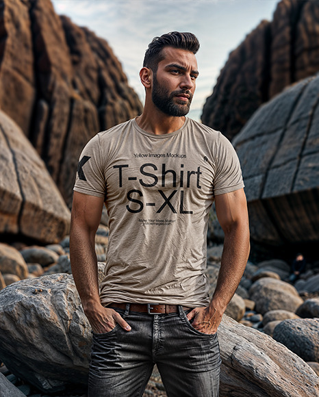 Man in a T-Shirt and Jeans Mockup