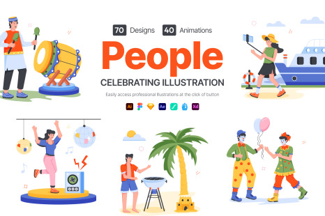 Animated People Celebrating Icons