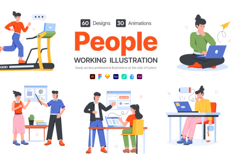 Animated People Working Icons