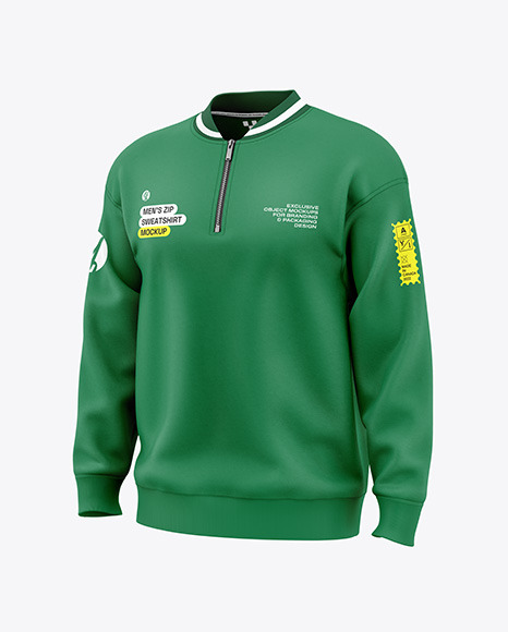 Men’s Zip Sweatshirt Mockup - Half Side View