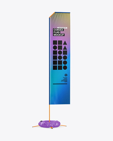 Convex Flag with Weight Circle Mockup