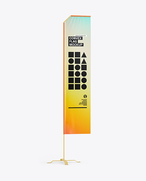 Convex Flag with Metallic Base Mockup