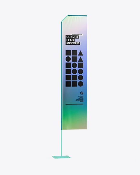 Convex Flag with Metallic Base Mockup