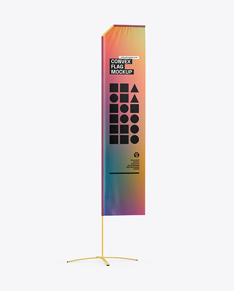 Convex Flag with Metallic Base Mockup
