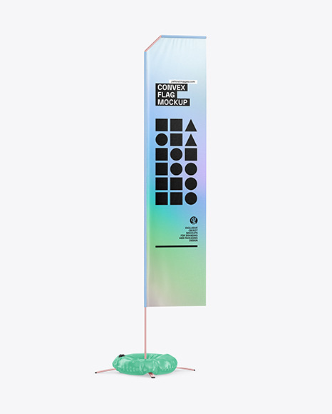 Convex Flag with Metallic Base and Weight Circle Mockup