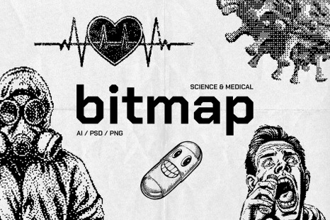Science &amp; Medical Dithering Bitmap Shapes