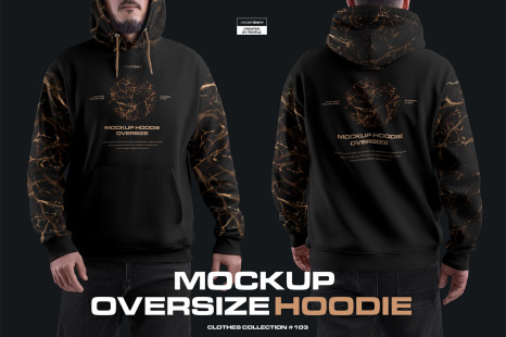 4 Mockups Oversize Hoodie. Front and Back