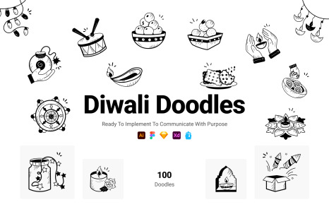 Doodle Diwali Icons