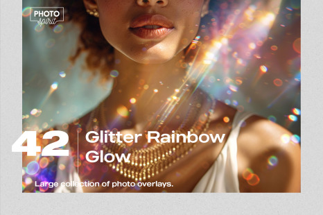 42 Glitter Rainbow Glow Effect Photo Overlays