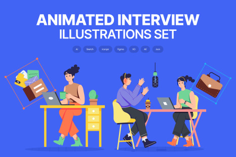 Animated Interview Illustration Set