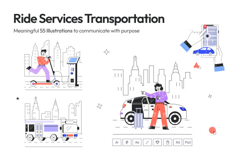 Animated Ride Services Illustrations