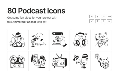 Animated Podcast Icons