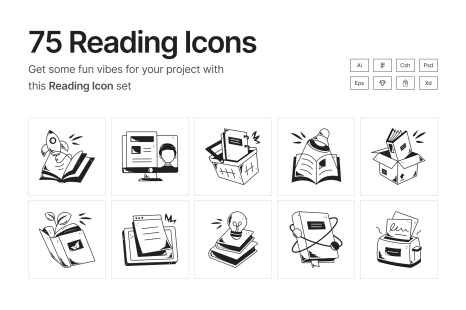 Doodle Reading Icons
