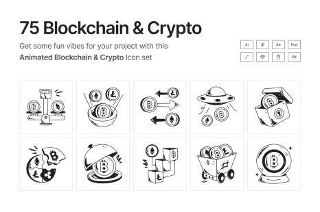 Animated Blockchain and Crypto Icons