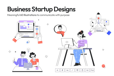 Business Startup Illustration Set