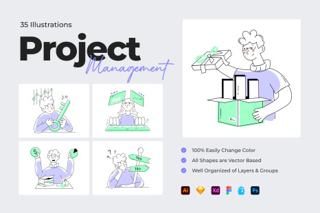 Project Management Mini Illustrations