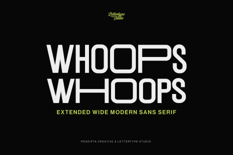 Whoops Extended Wide Modern Sans Serif