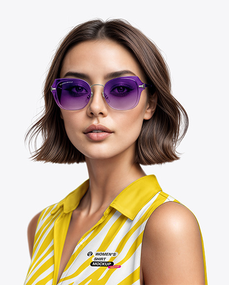Woman Wearing a Sleeveless Shirt and Sunglasses Mockup