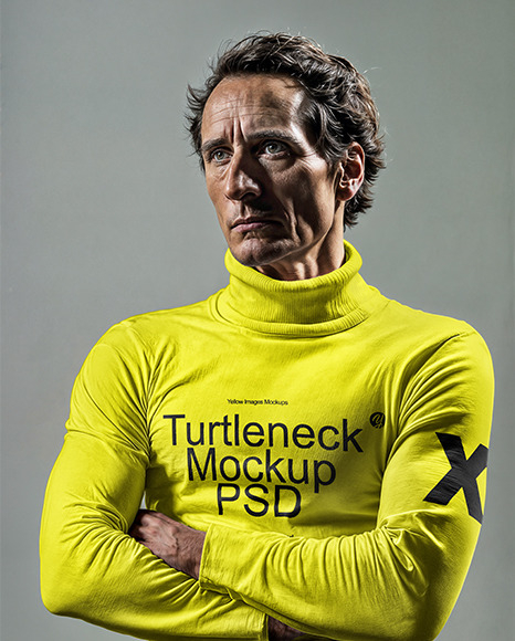 A Man with Crossed Arms Wearing a Turtleneck Mockup