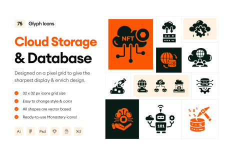Cloud Storage and Database Icons
