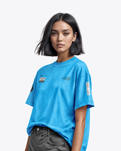 Woman in an Oversize T-Shirt Mockup